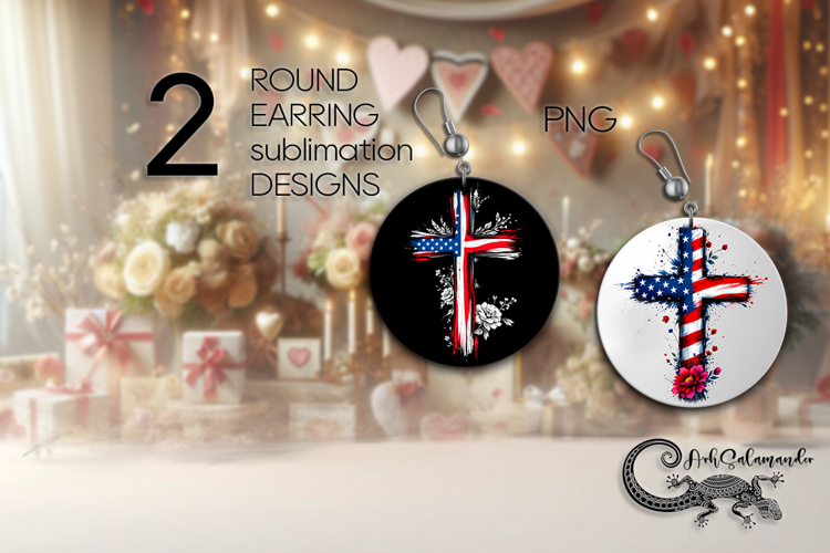 Patriotic USA flag | American Round earring designs PL2