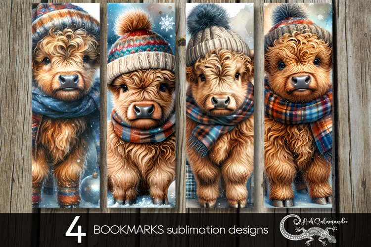 Christmas cow | Xmas bookmarks sublimation design PL