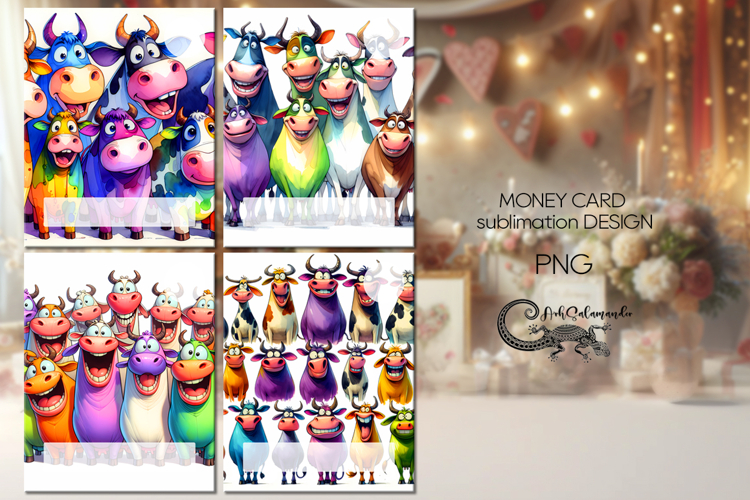 Funny animals | cartoon Money Card Sublimation designs P2