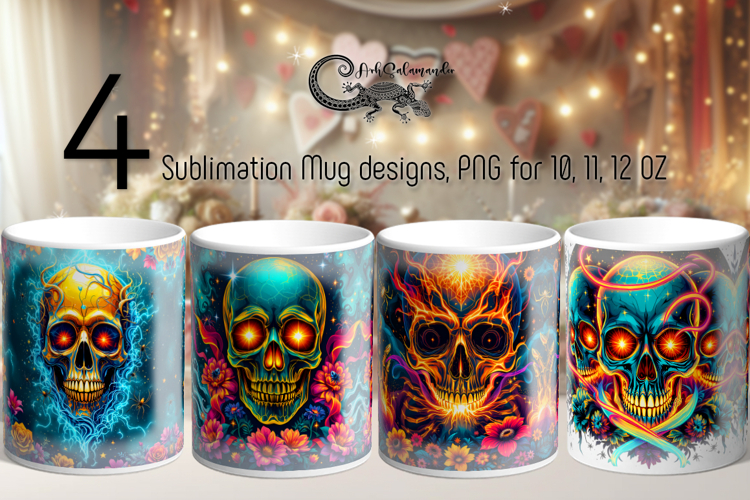 Skulls and flowers | Halloween Sublimation Mug design PL2