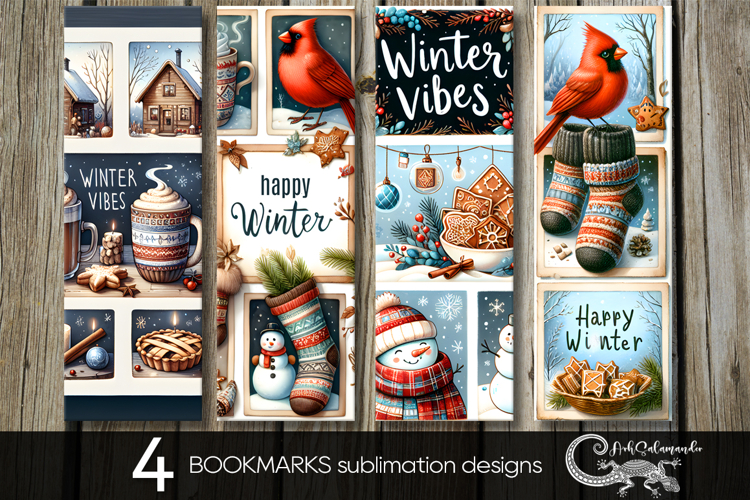 Xhristmas vibes | 4 winter Xmas bookmarks sublimation PL2