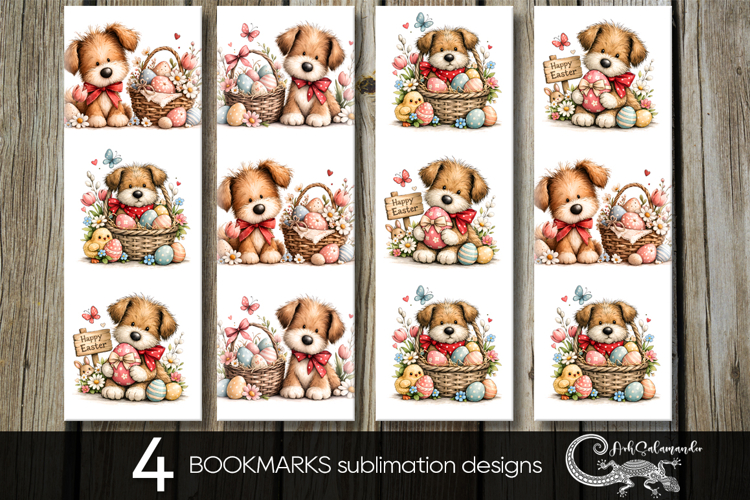 Easter dog | 4 spring bookmarks sublimation designs
