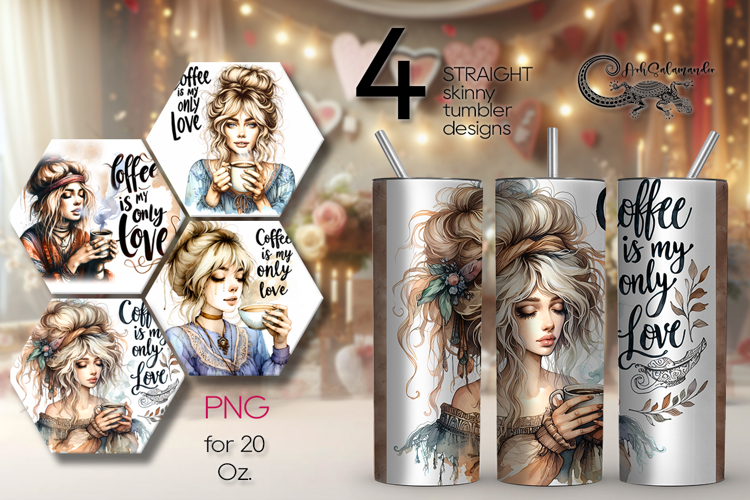 Coffee girl | 4 skinny tumbler Sublimation designs PL2