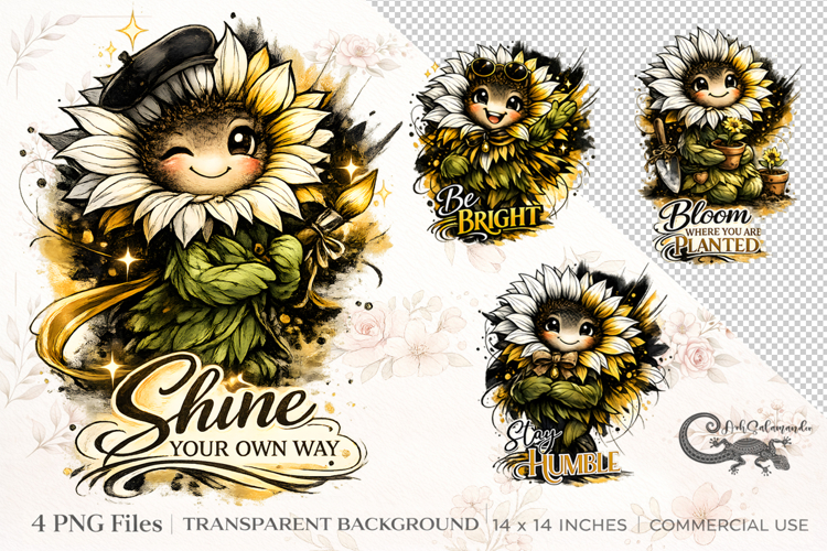 Western sunflowers | 4 art PNG Sublimation designs