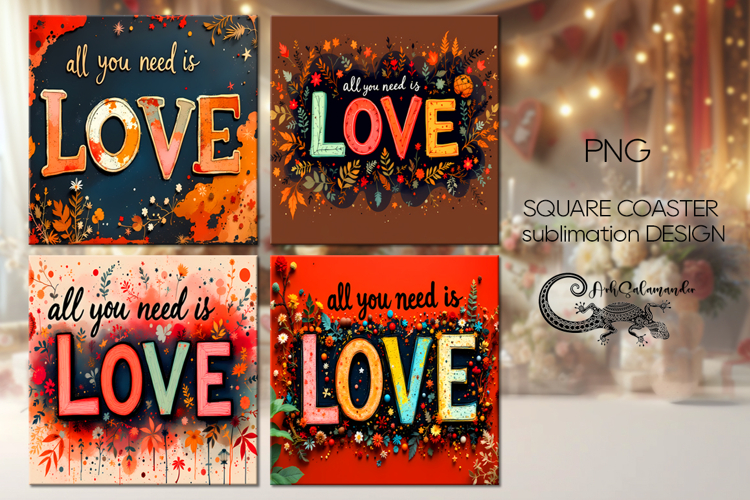 Boho Inscription | hippie square coaster sublimation design2