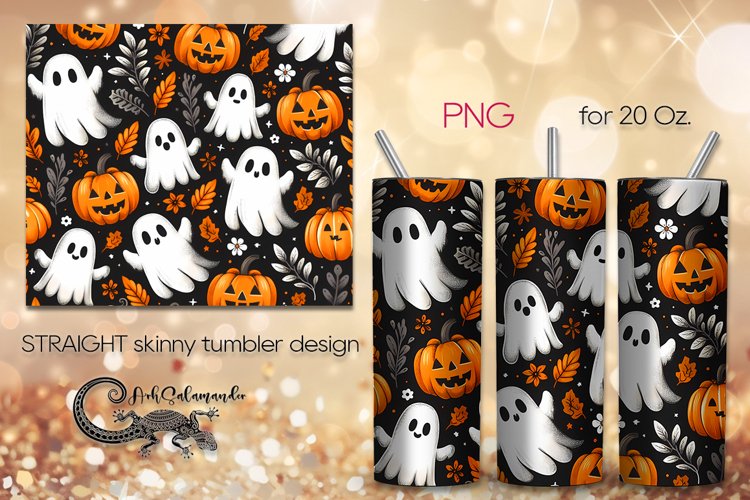 Halloween Pattern | Skinny tumbler sublimation design PLUS2