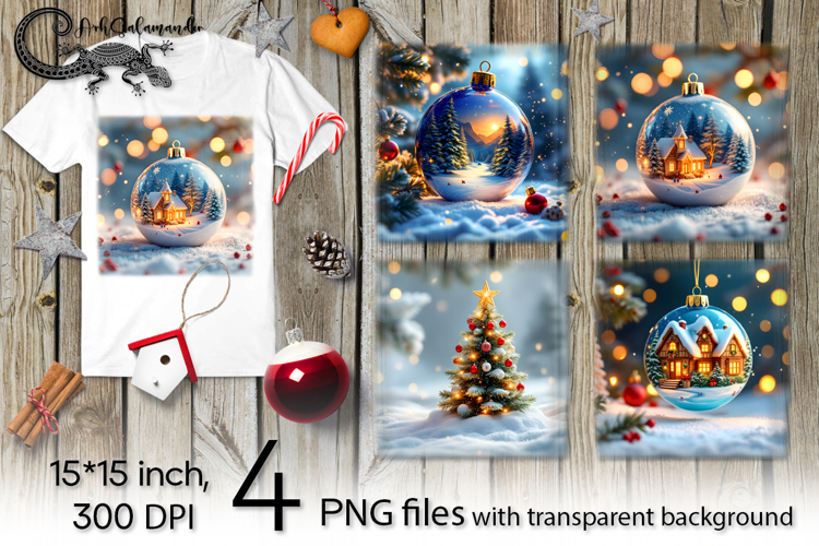 New year moods | 4 PNG xmas Sublimation designs P2
