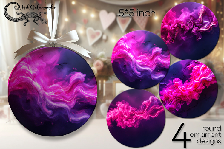 Abstract purple background | 4 round ornaments designs P2