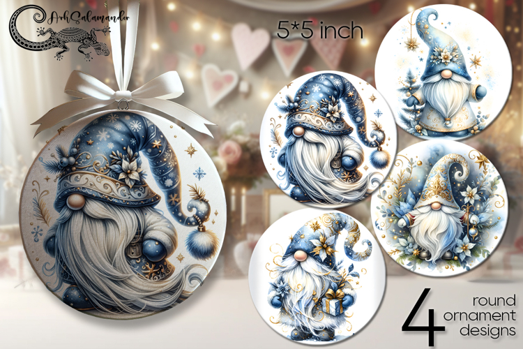 Christmas gnomes | round ornaments sublimation designs P2