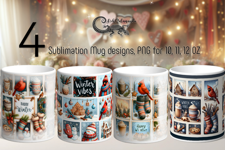 Christmas vibes | 4 winter Sublimation Mug designs P2