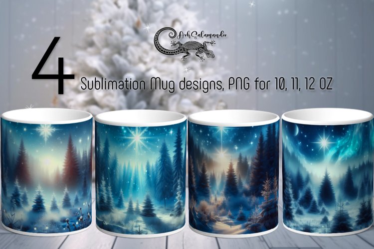 Christmas landscape | 4 Sublimation Mug designs PLUS2