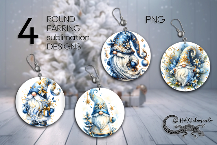 Christmas gnomes | xmas Round earrings sublimation design P2