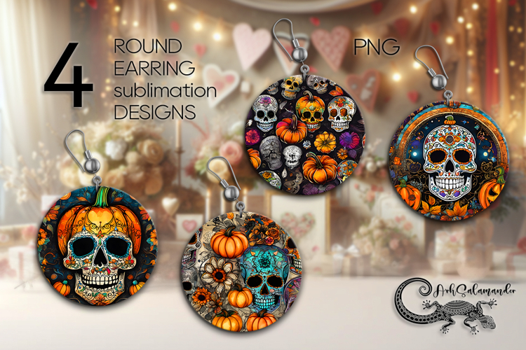 Sugar Skulls | Sublimation round earring design PL2