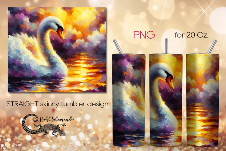 Swan | impressiomism skinny tumbler Sublimation design PLUS2