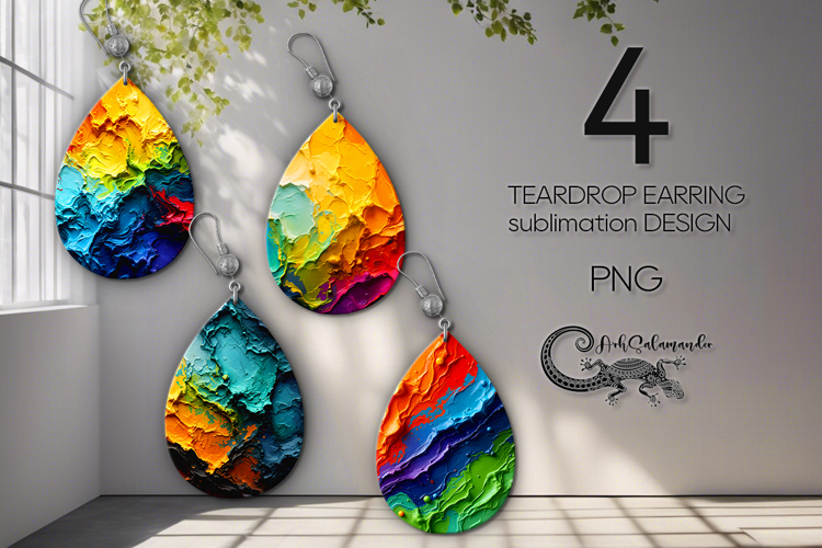 Abstract multicolor | Teardrop earring sublimation design P