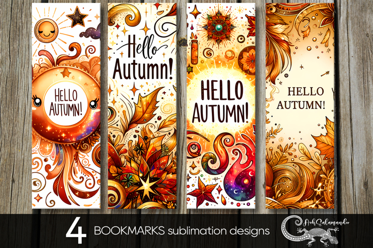 Hello Autumn | fall bookmarks sublimation designs P2