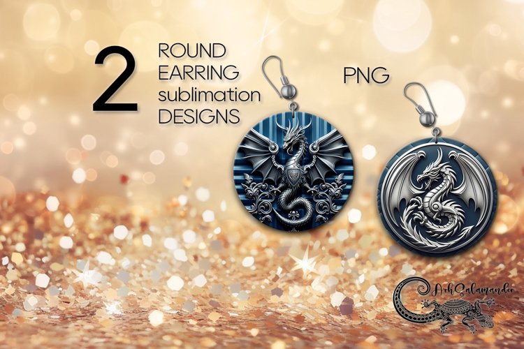 Metallic Dragon | mystic Round earring Sublimation design P2
