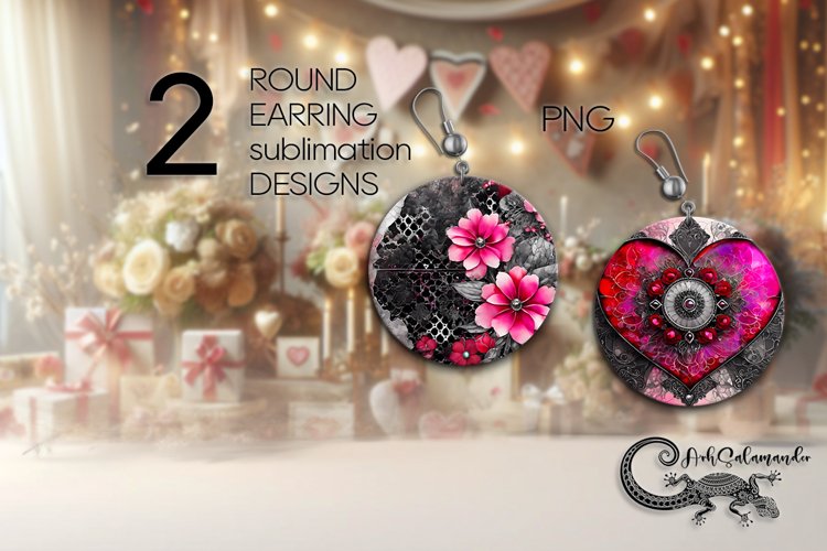Valentine vintage | gothic round earring Sublimation PLUS2