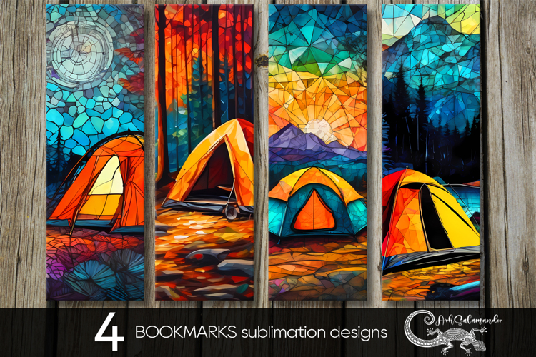 Tent in forest | bookmarks sublimation design PLUS2