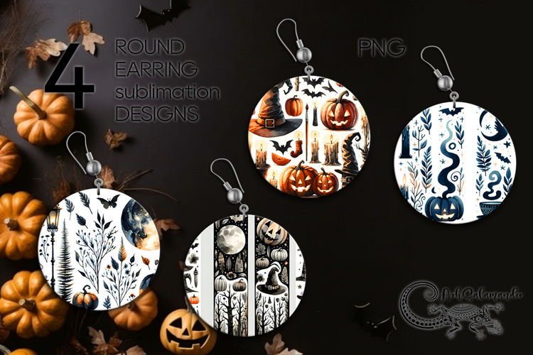 Halloween brushstroke | Sublimation round earring PL2