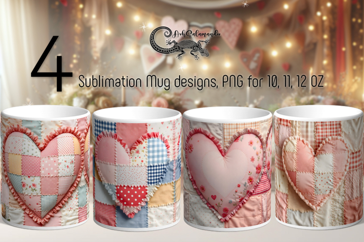 Candy patchwork | 4 retro Sublimation Mug designs P2