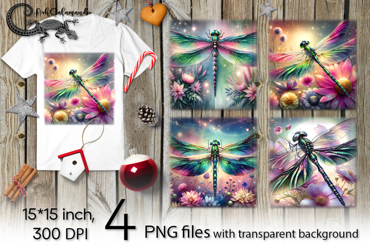 Magic Dragonfly | 4 love PNG Sublimation designs P2