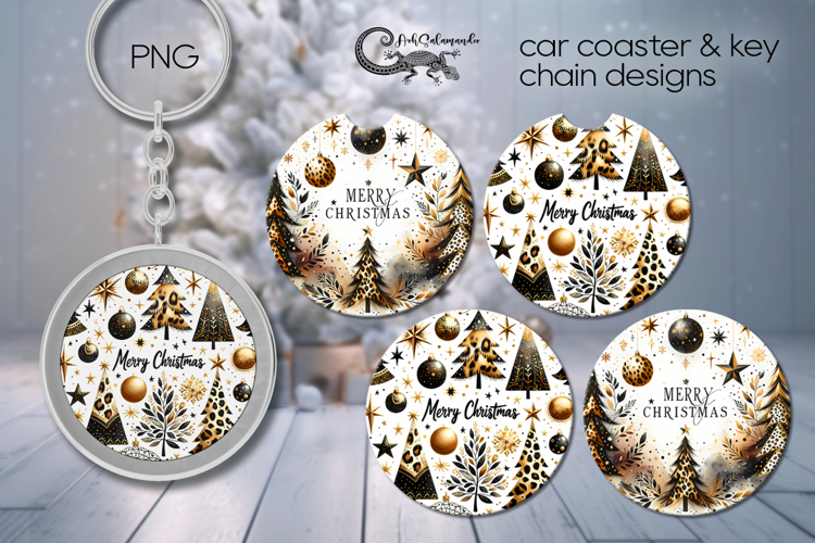 Christmas tree 2 | Car coaster & key chain Xmas designs PL2