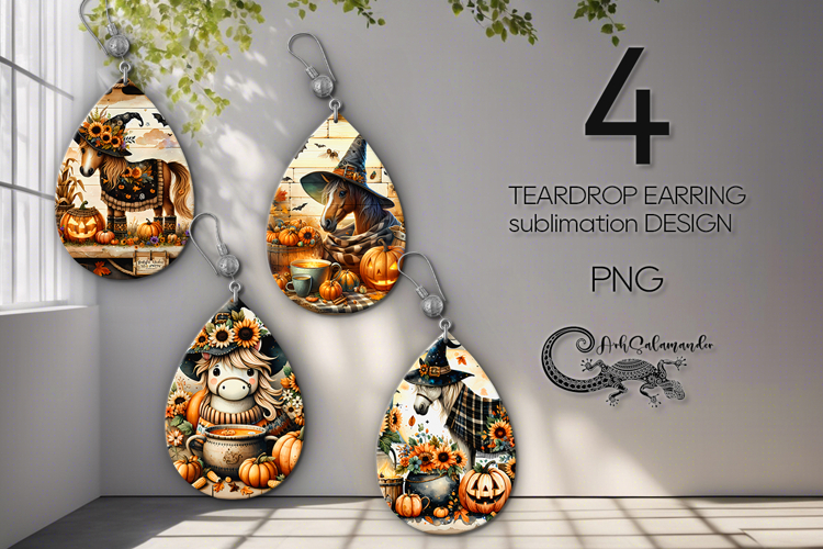 Halloween horse | 4 funny Teardrop earring sublimation
