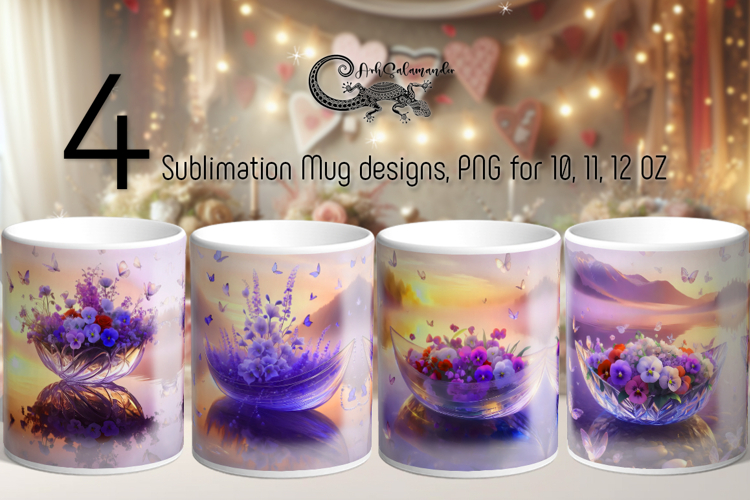 Fantasy sunset | 4 Mug Sublimation designs PL2