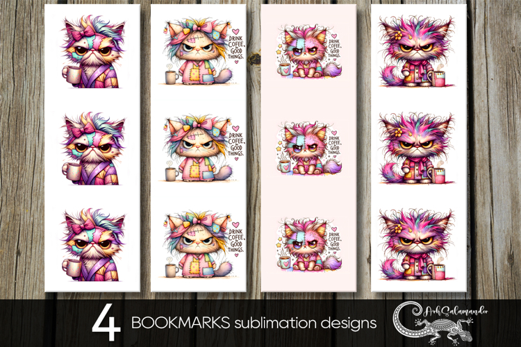 Good Morning | 4 coffee bookmarks sublimation designs PL2