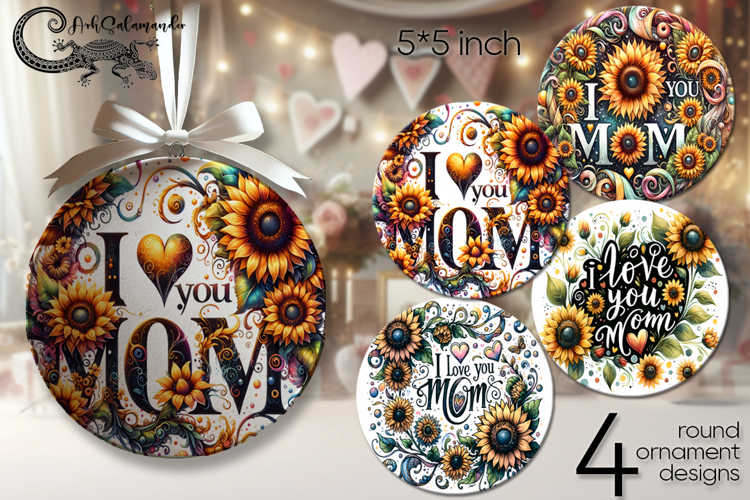 Moms design | Mothers day round ornaments sublimation PL2