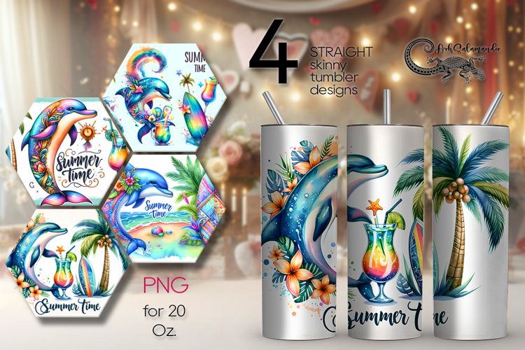 Beach, summer time | Skinny Tumbler Sublimation design PL2