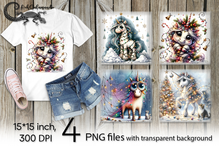 Watercolor christmas Character | 4 PNG Sublimation designs P