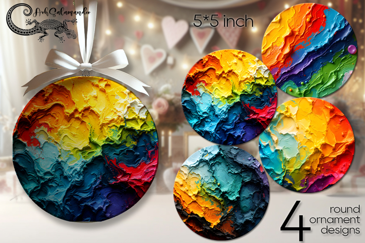 Abstract multicolor | round ornaments sublimation designs P2