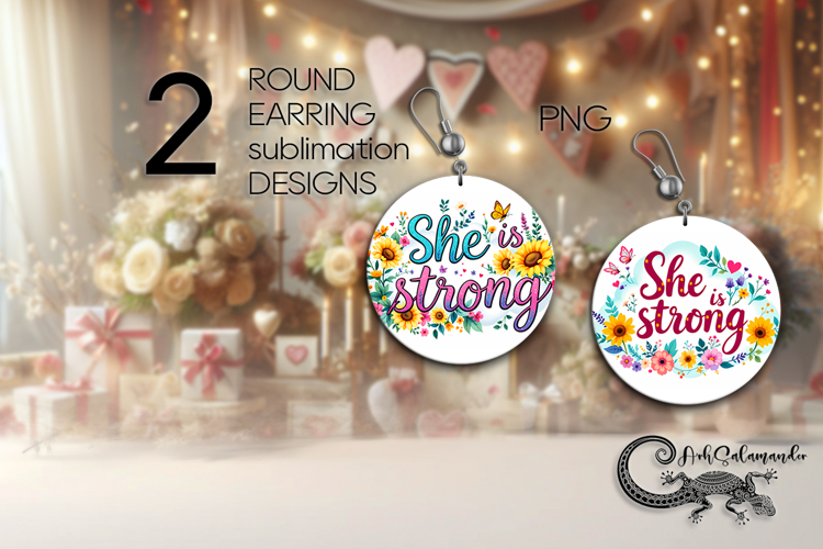 Motivating inscription | Round earring sublimation design P2