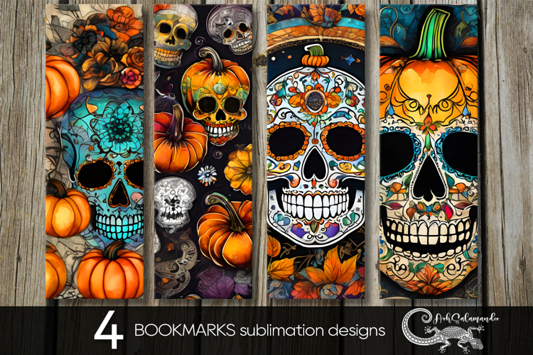 Sugar Skulls | Halloween bookmarks sublimation design P2