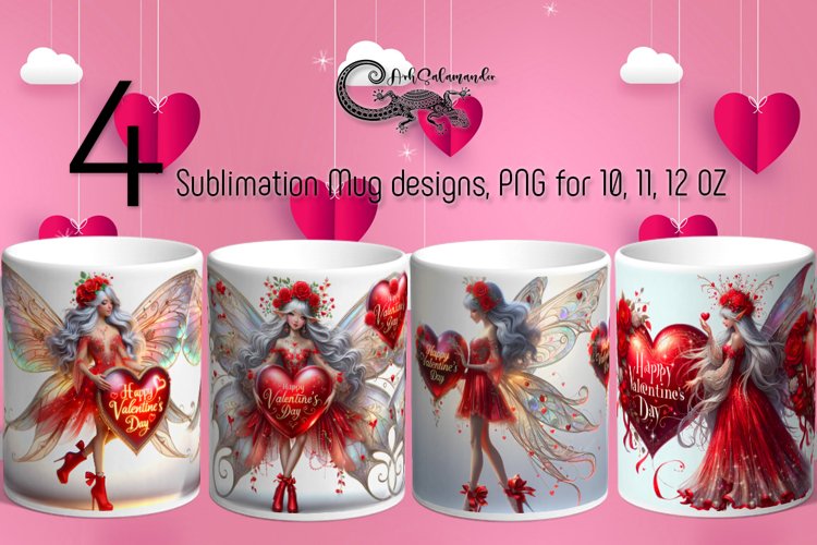 Valentine fairy | 4 love mug sublimation designs P2