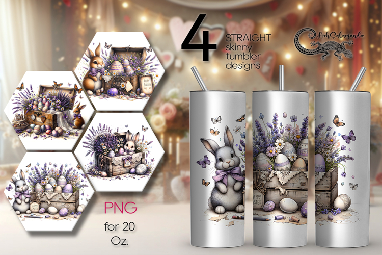 Easter rabbit | 4 Skinny tumbler Sublimation designs PL2