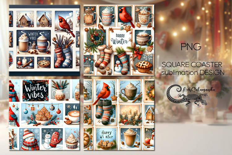 Christmas vibes | 4 winter square coaster sublimation P2