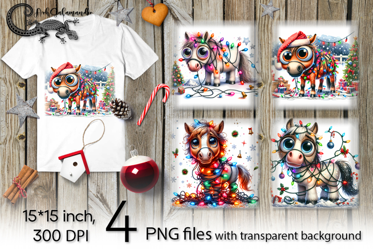 Christmas Horse | 4 PNG Sublimation designs P2