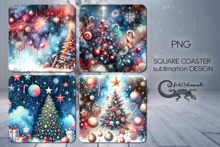 Celestial Christmas | square coaster sublimation design PL2