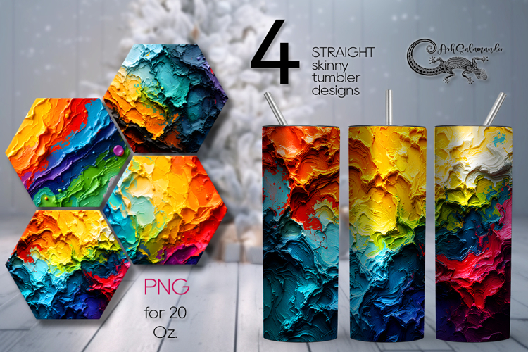 Abstract multicolor | 4 Straight Skinny Tumbler designs PL2