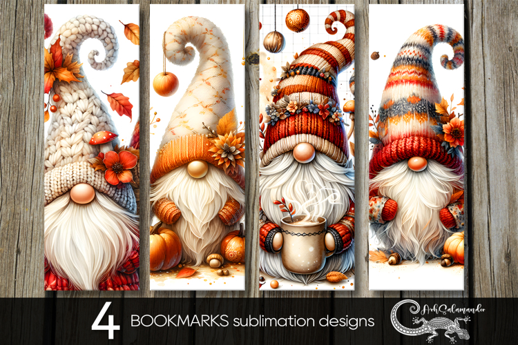 Autumn gnome | fall bookmarks sublimation designs P2