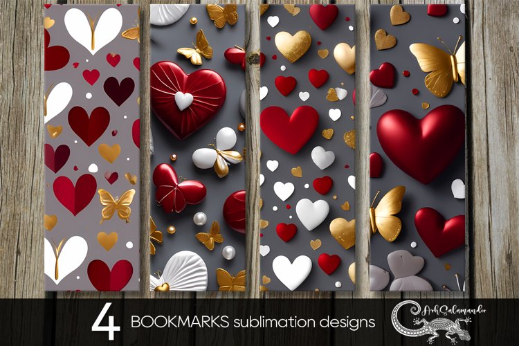 3d hearts | valentine bookmarks sublimation design PLUS2