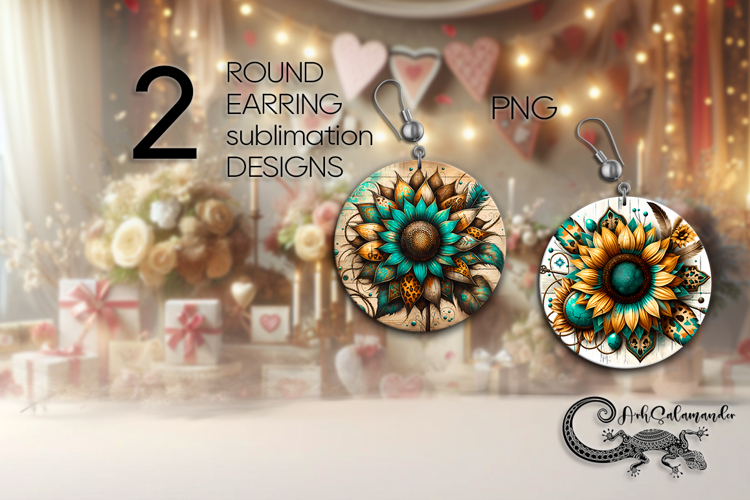 Western sunflowers | America Round earring sublimation PL2