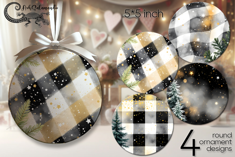 Christmas plaid | retro round ornaments sublimation PL2