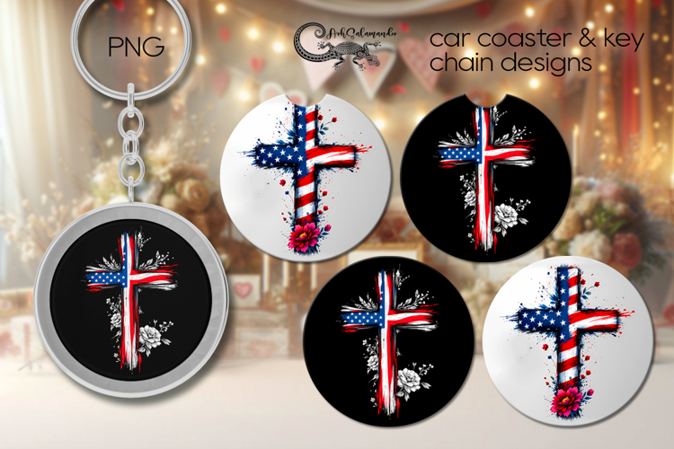 Patriotic usa flag | american coaster & key chain design PL2