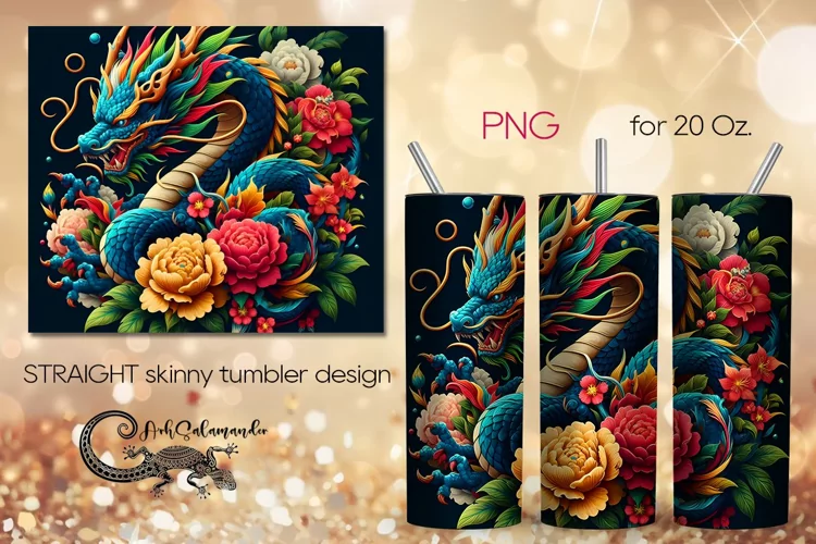 Chinese dragon | Skinny tumbler sublimation design PLUS2