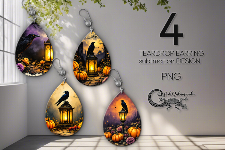 Spooky Halloween | 4 Teardrop Earring Sublimation designs P2