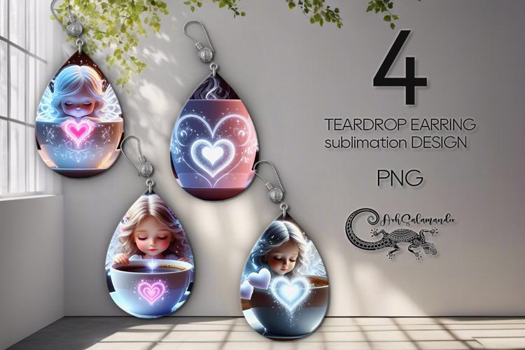 Valentine coffee | 4 love teardrop earring designs PL2